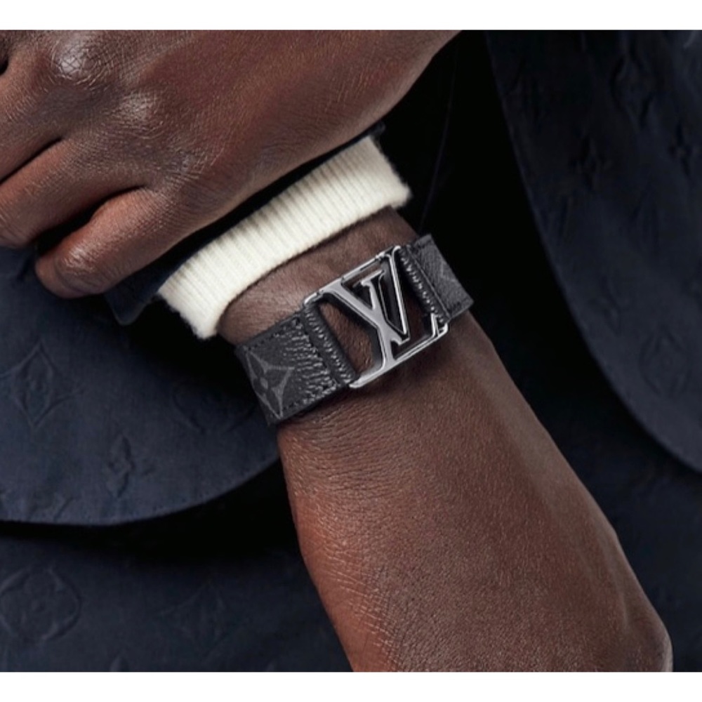 💯Authentic Louis Vuitton Unisex Hockenheim Monogram Eclipse Bracelet